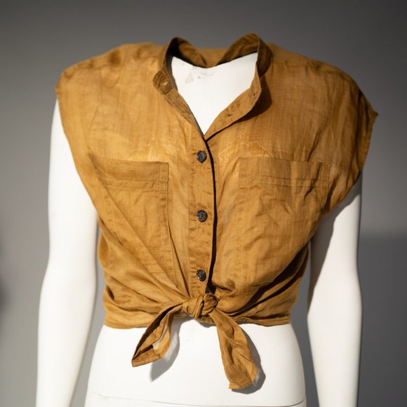 Banana Republic Ramie Utility Shirt in gold M - Picture 2 of 10